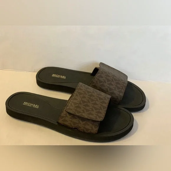 NWOT 🤎 MICHAEL KORS slides Womens Sandals Brown - Picture 4 of 11